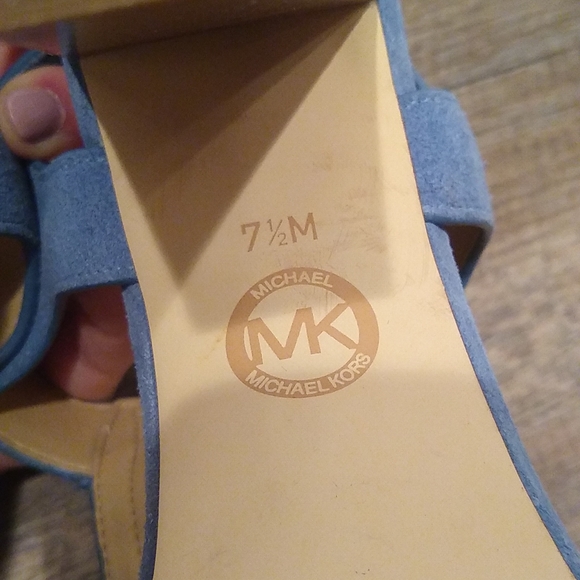 Michael Michael Kors Berkeley Sandal Suede Size 7.5 Blue - Picture 3 of 16